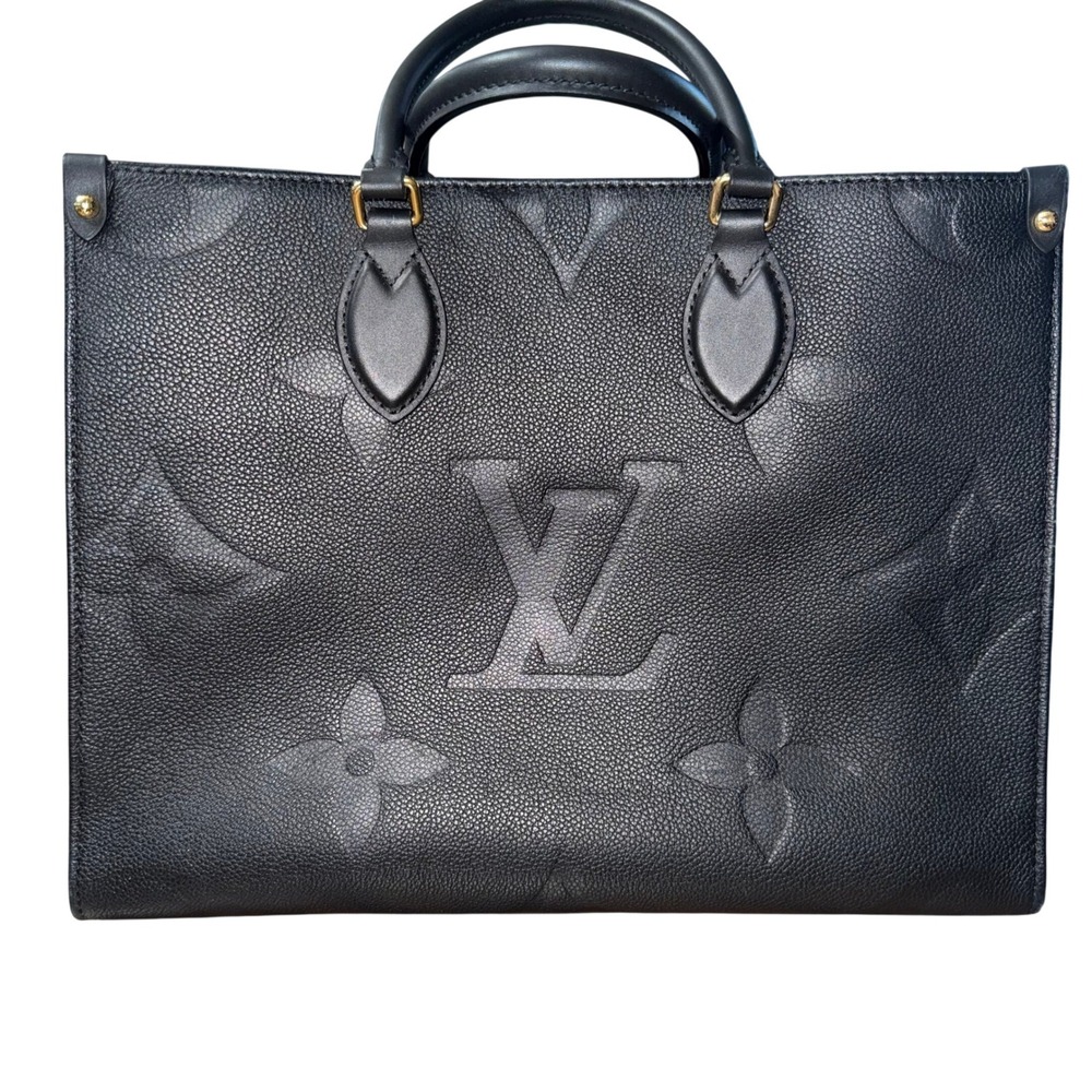 Louis Vuitton OnTheGo MM Black Monogram Empreinte Leather Tote Bag - Picture 3 of 12